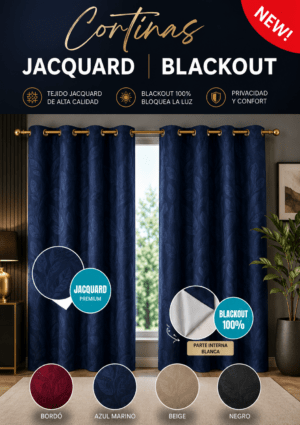 Juego De Cortinas Con Argollas Metalicas Set 2 Piezas Blackout