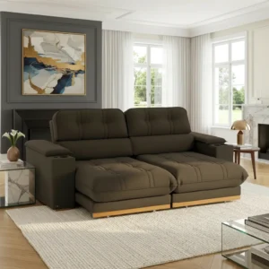 Sofa Retractil Reclinable Madera Maciza Tela Velour Maximo