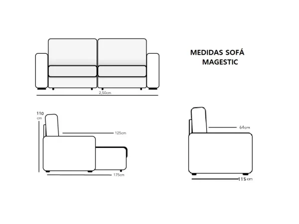 Sofá Retráctil Reclinable 3 Cuerpos Magestic - Imagen 4