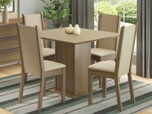 Juego de Comedor Moscou C/Tapa de Vidrio y 4 Sillas