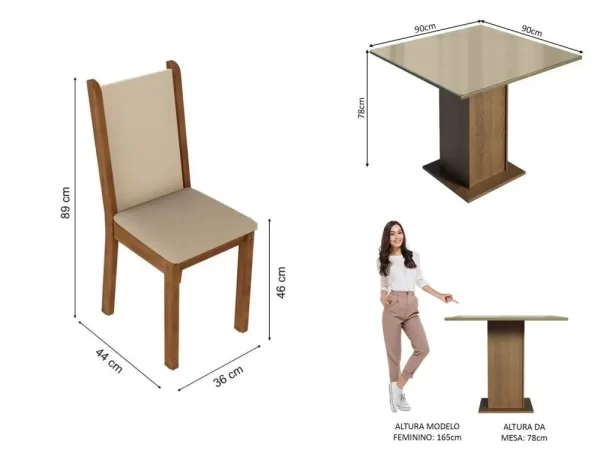 Juego de Comedor Moscou C/Tapa de Vidrio y 4 Sillas - Imagen 5