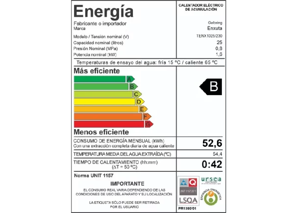 TERMOTANQUE ENXUTA 25 LTS ACERO – TENX1025 - Imagen 2
