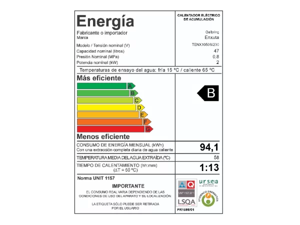 Termotanque 47 Lts SMART – Enxuta – TENX1050S - Imagen 2
