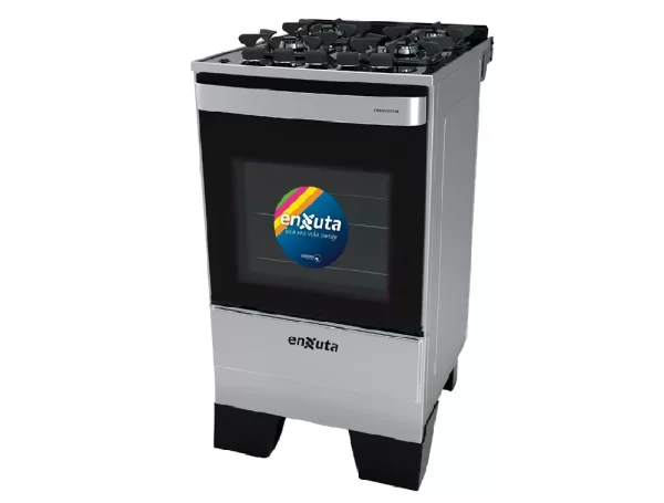 Cocina Multigas–Enxuta–Inox-Mesada en Vidrio Negro-CENXV27542I